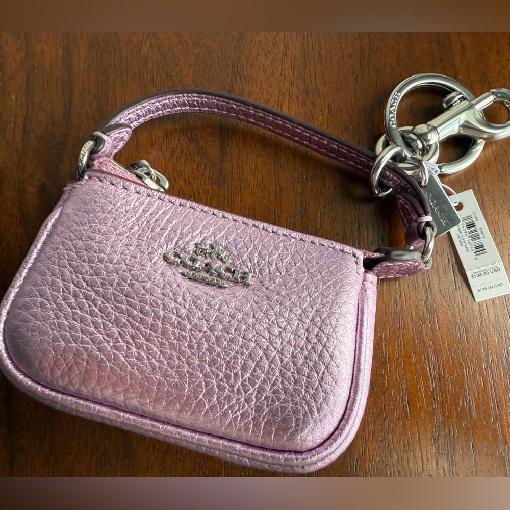 Coach Purple Leather Keychain Pouch or Bag charm